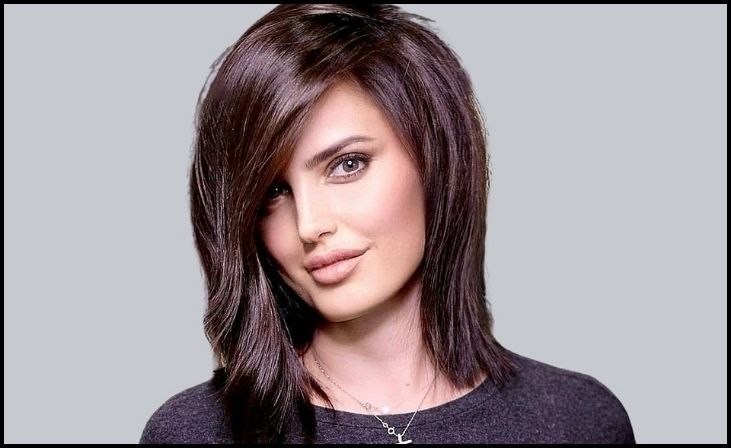 Shoulder Length Feathered Haircut with Side Bangs